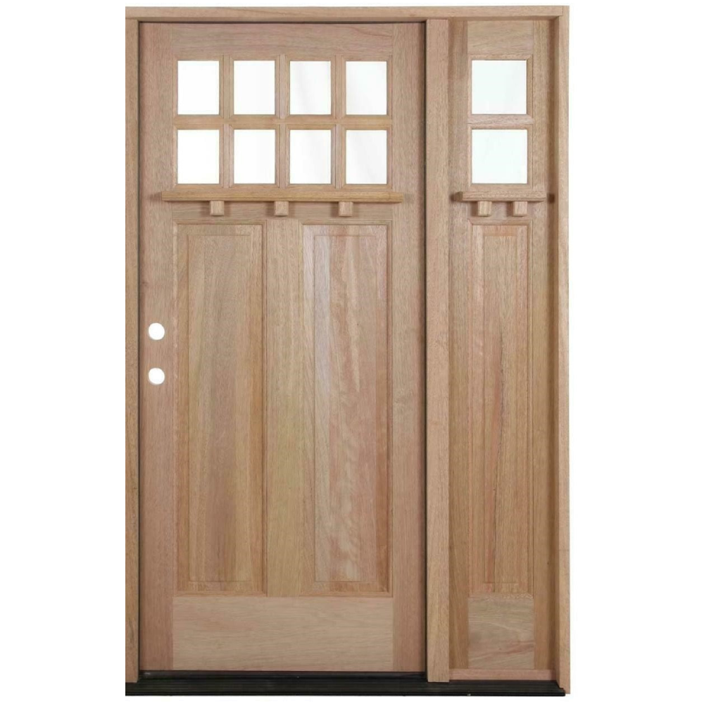Crafstman 53 in x 80 in Exterior Mahogany Door with 1 Sidelite
